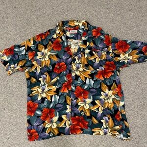 VINTAGE🤩BARRY BRICKEN COLORFUL FLORAL BUTTON UP MENS SHIRT SIZE XL